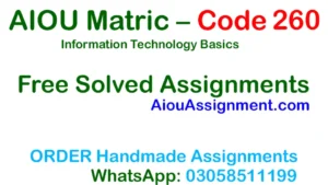 AIOU Matric Code 260 Solved Assignment – Information Technology Basics